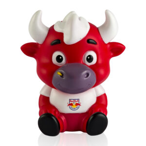 mascote do Red Bull Bragantino baby Toro Loko em vinil macio Fut Toy, 14 cm
