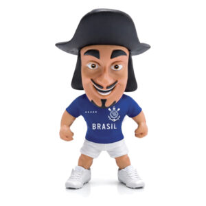 mascote do Corinthians Edição Brasil, Mosqueteiro com camisa azul e Brasil no peito Fut Toy, 11 cm